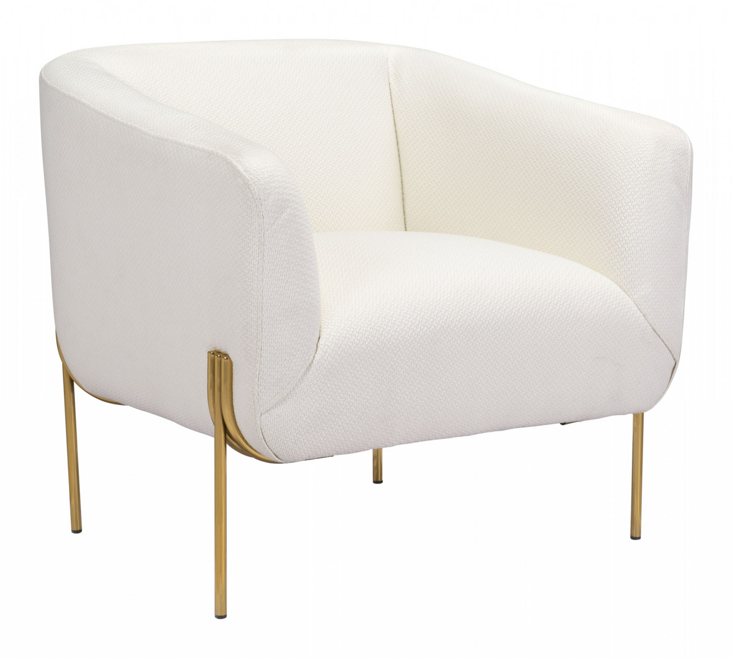 Hera Ivory and Gold Textural Upholstered Accent Armchair