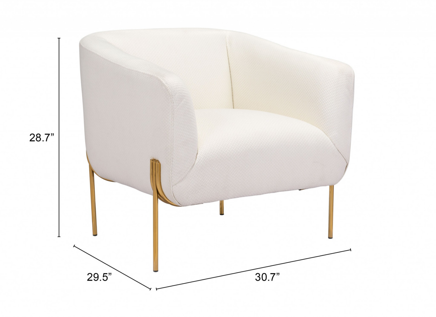 Hera Ivory and Gold Textural Upholstered Accent Armchair