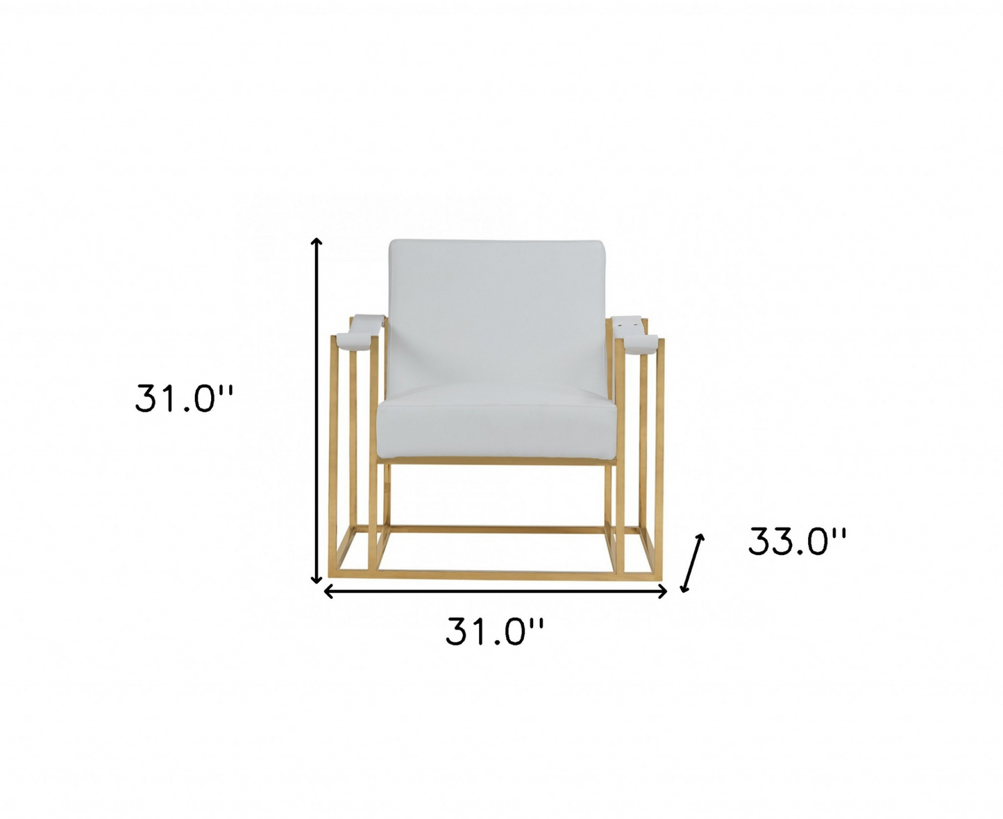 Milo White Leatherette And Gold Steel Chair