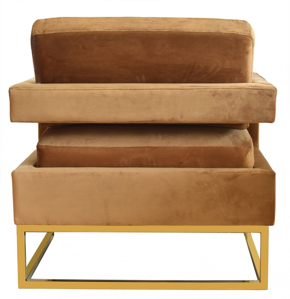 Camel Velvet And Gold Steel Chair