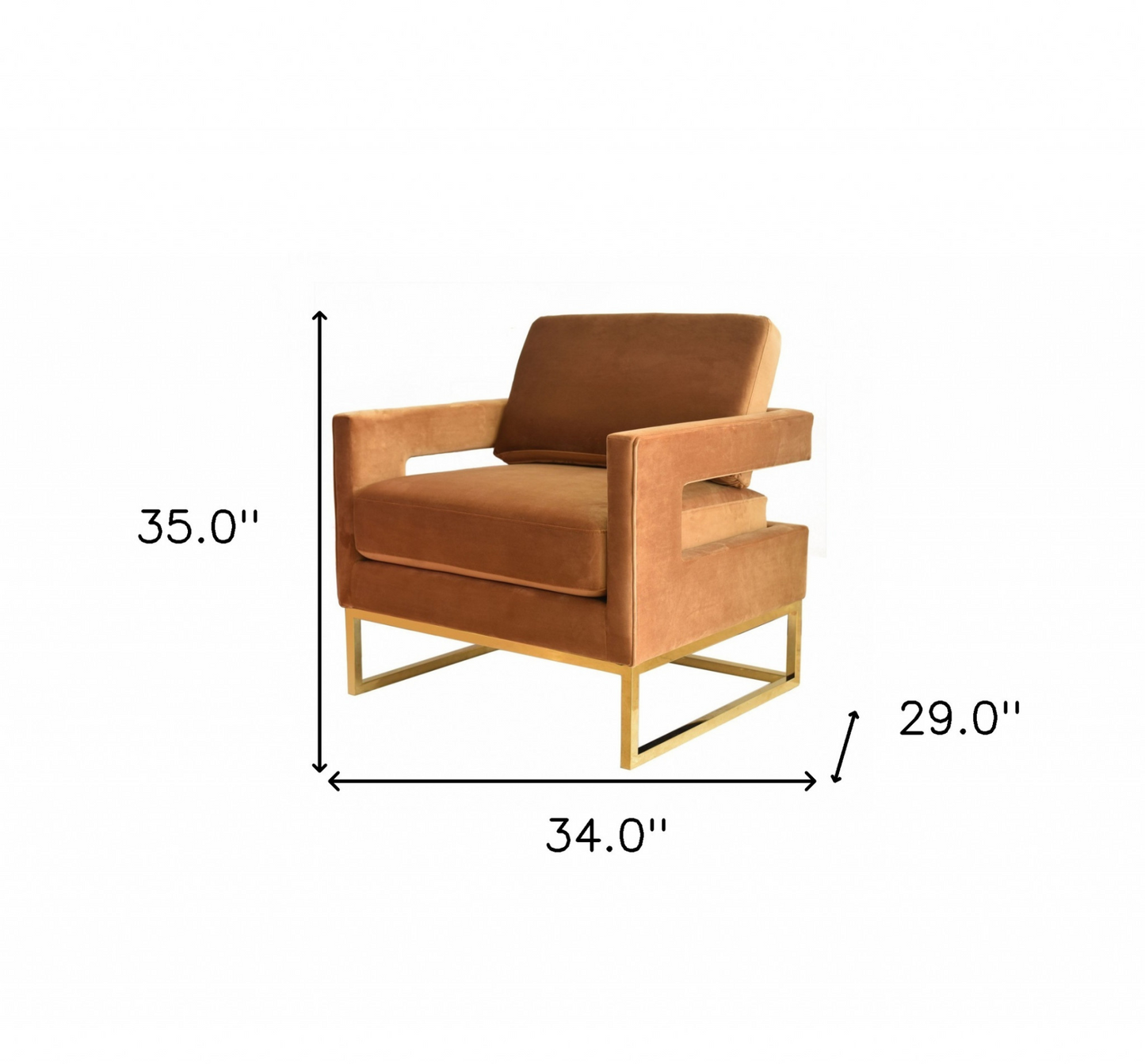 Camel Velvet And Gold Steel Chair