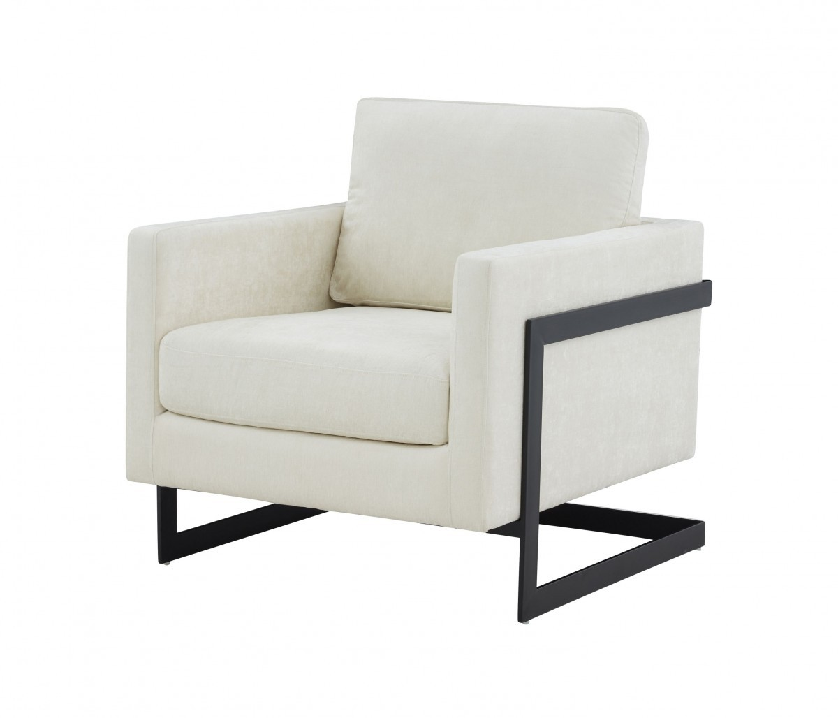 Aubrey Cream and Black Fabric Accent Chair