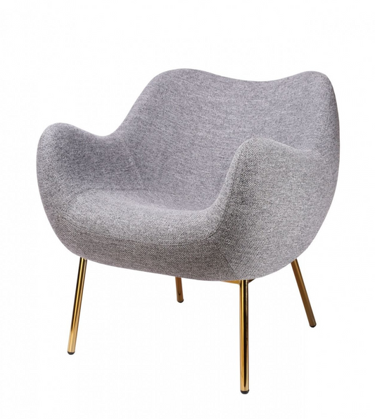 Delila Plush Grey and Gold Accent Chair