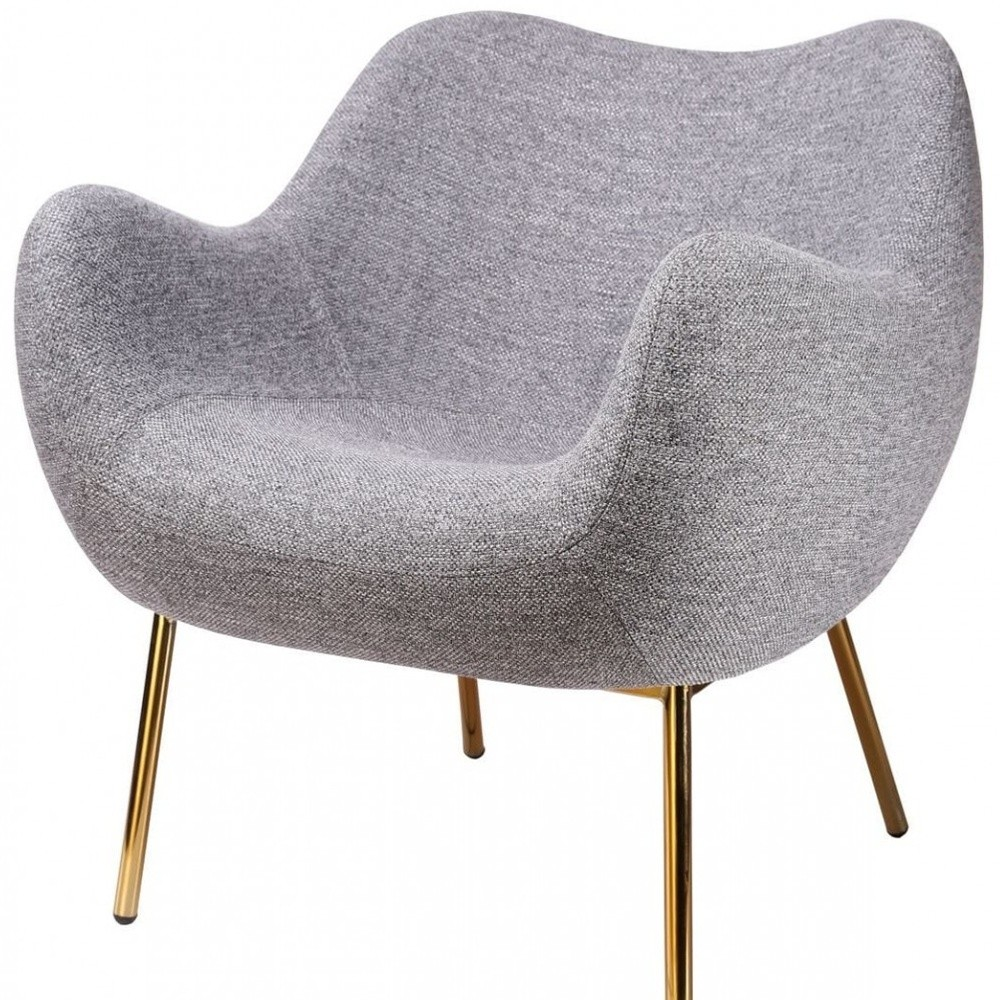 Delila Plush Grey and Gold Accent Chair