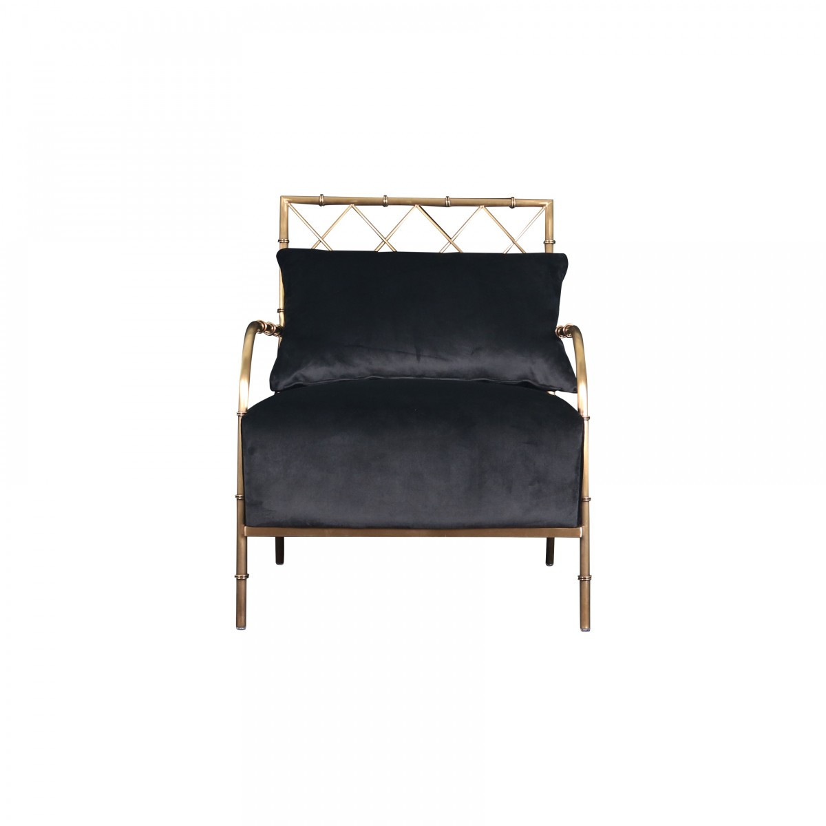 Cyrus Black Velvet And Gold Arm Chair