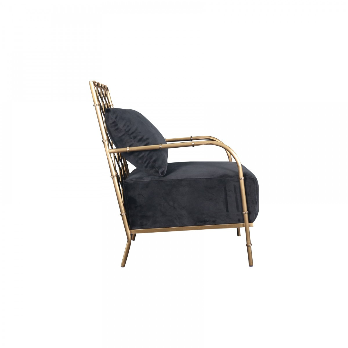 Cyrus Black Velvet And Gold Arm Chair