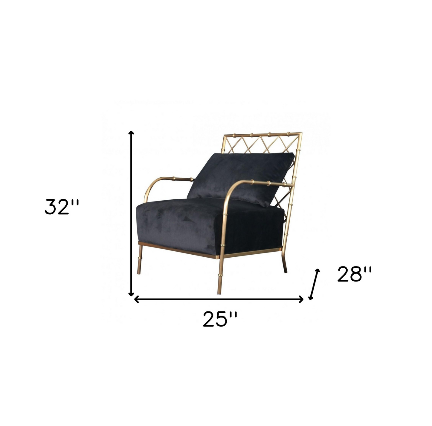 Cyrus Black Velvet And Gold Arm Chair