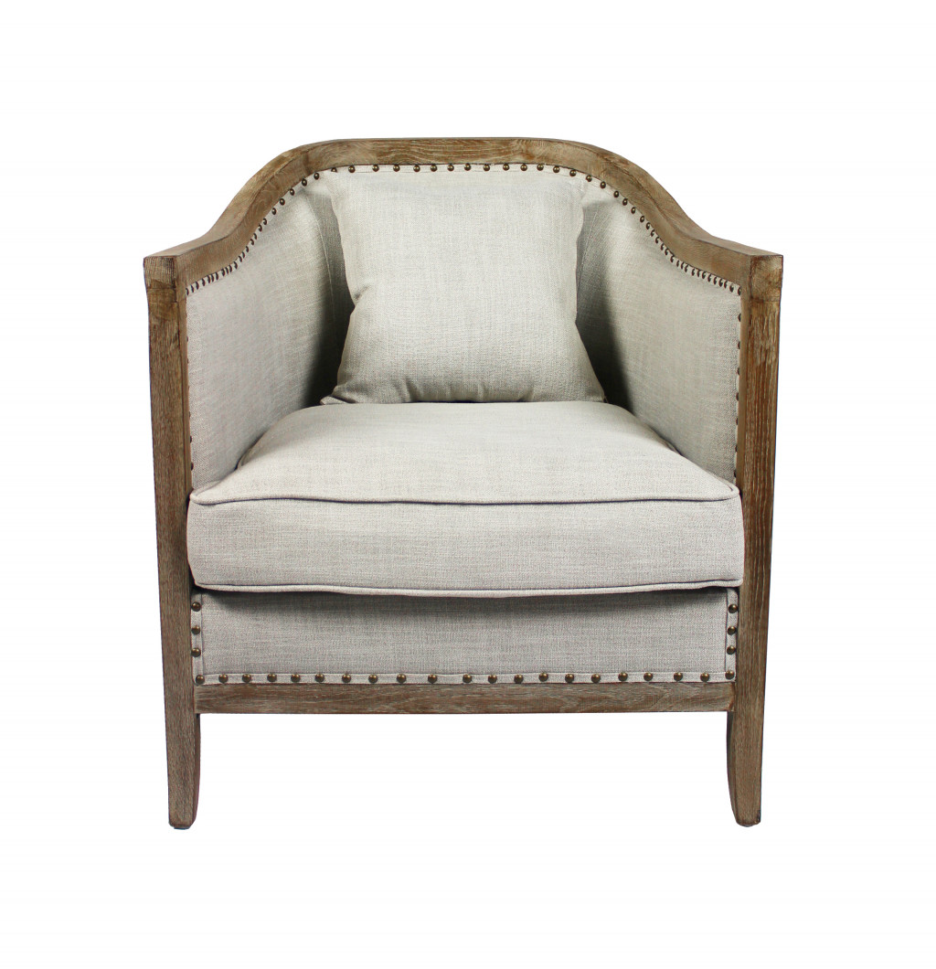 Madeline Natural Linen Solid Color Lounge Chair