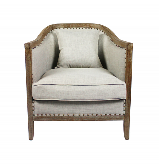 Madeline Natural Linen Solid Color Lounge Chair