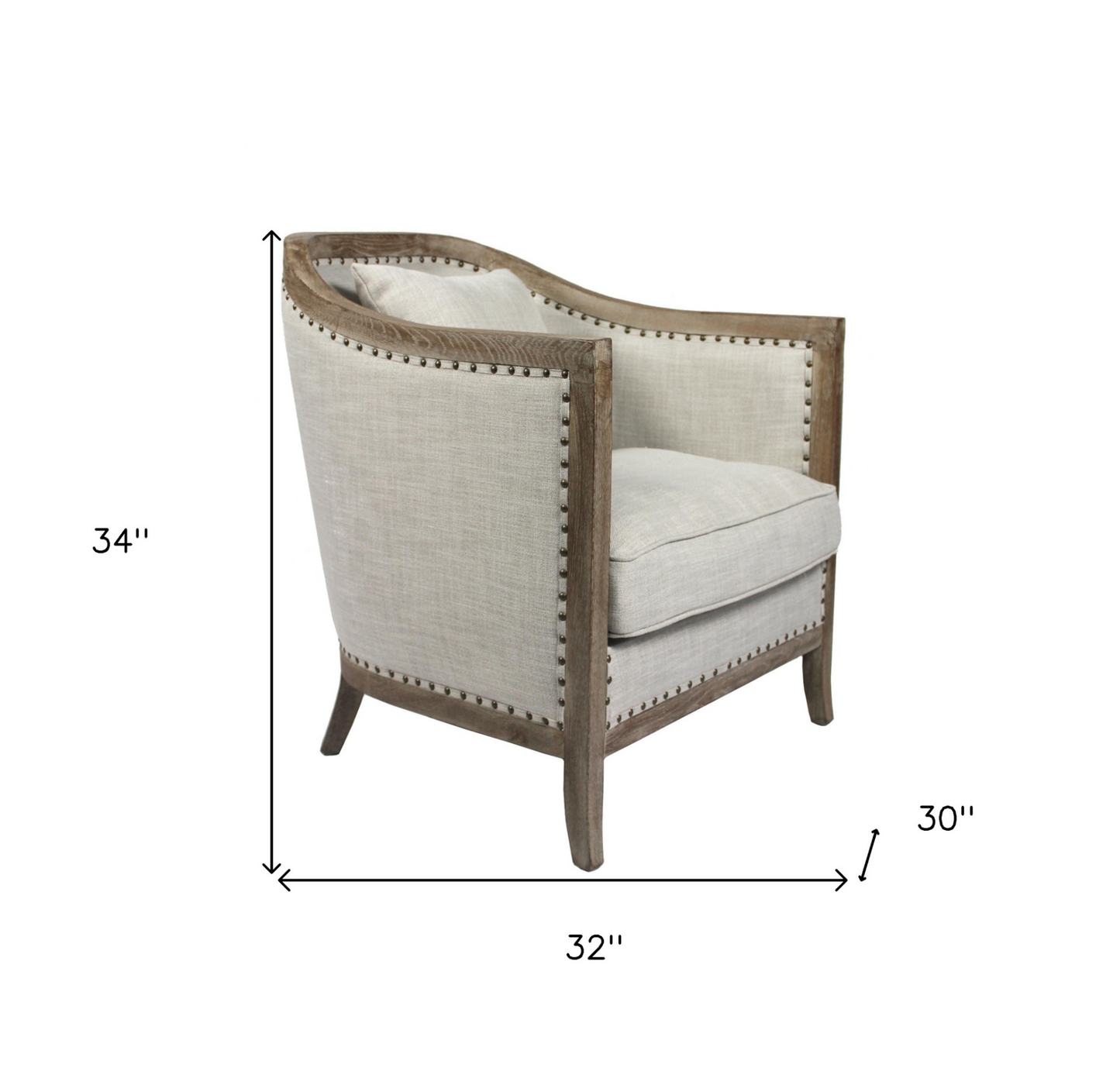 Madeline Natural Linen Solid Color Lounge Chair