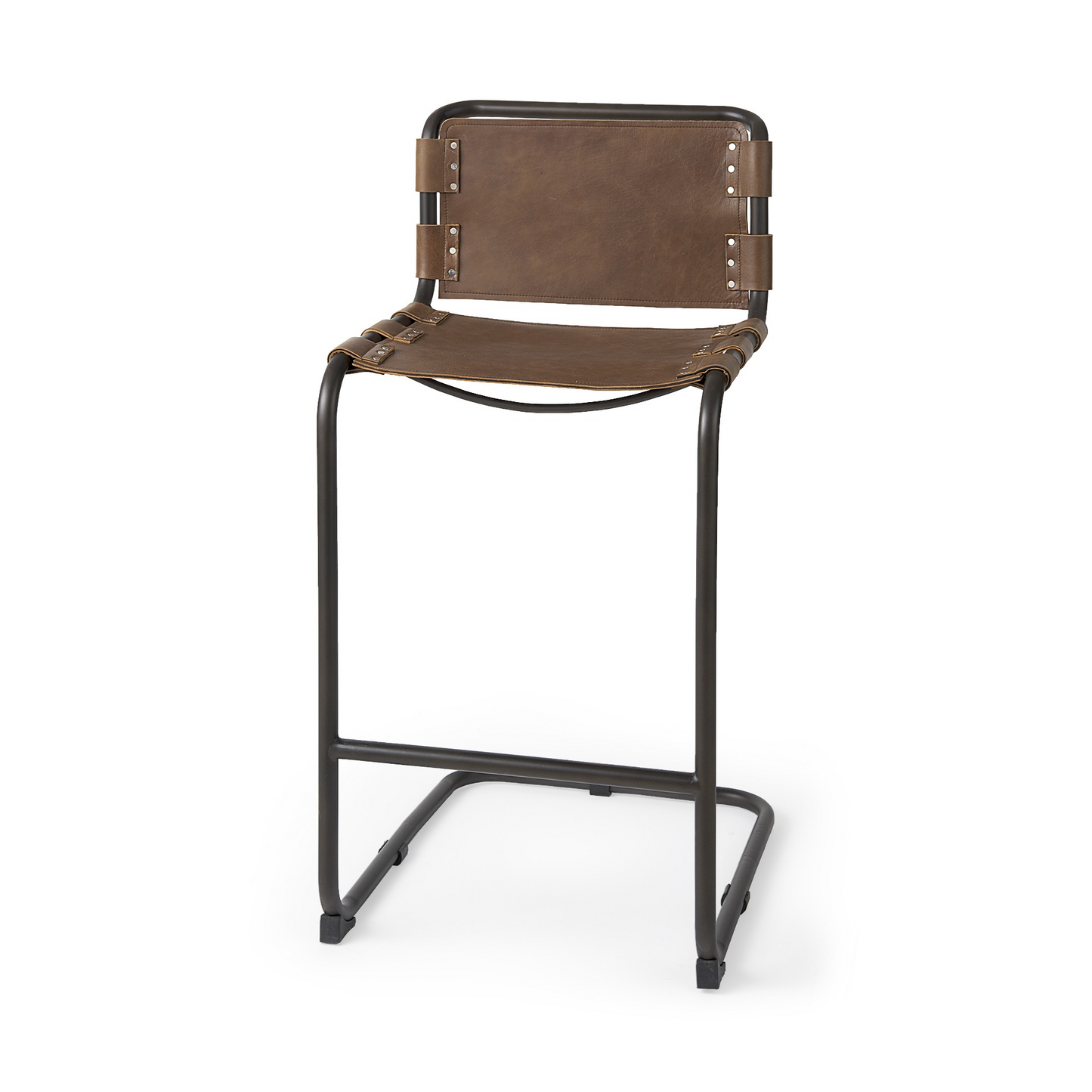 Kai Light Brown Leather Iron Framed Bar Stool