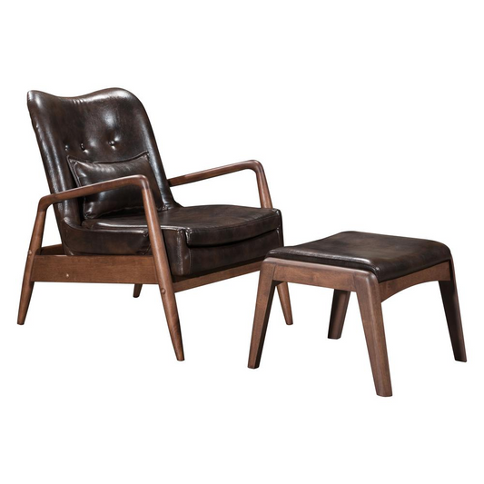 Bully Lounge Chair & Ottoman Brown