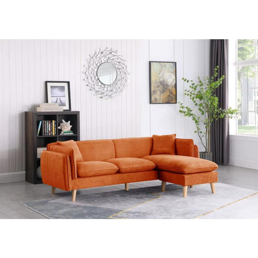 Brayden Orange Fabric Sectional Sofa Chaise