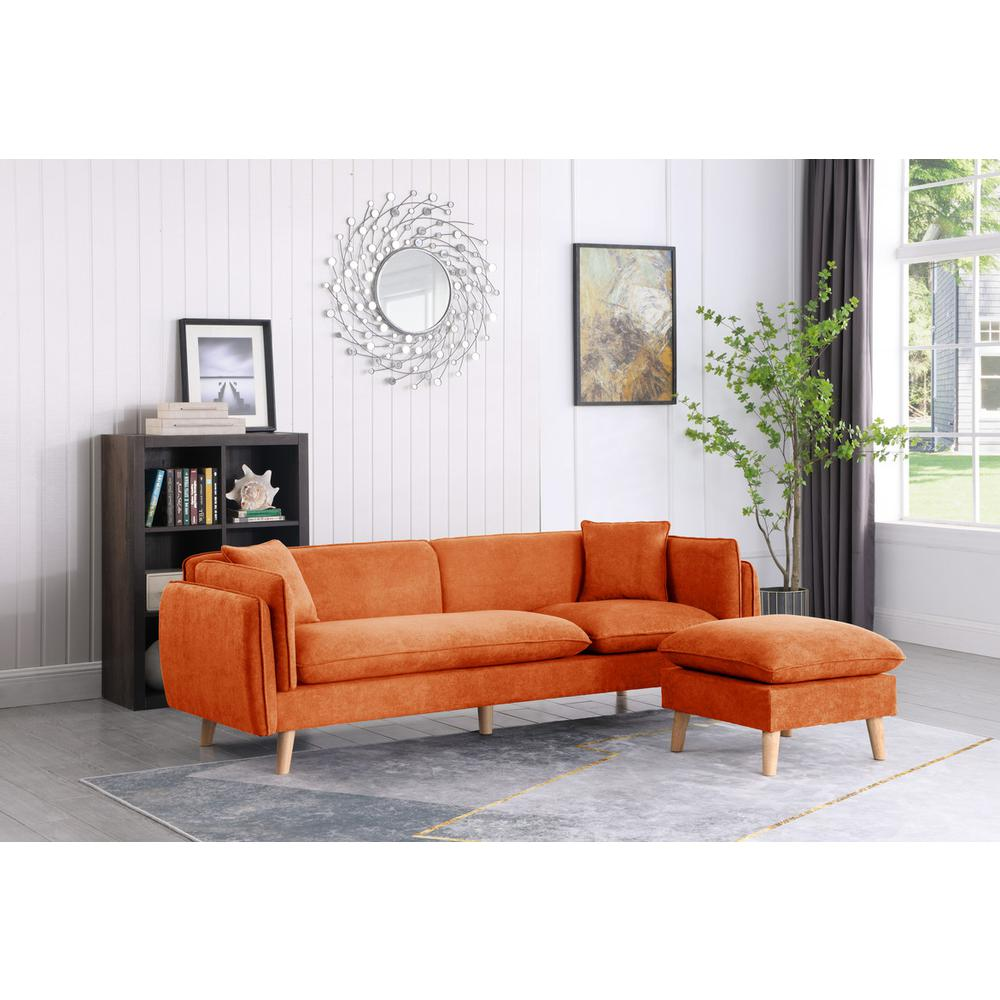 Brayden Orange Fabric Sectional Sofa Chaise