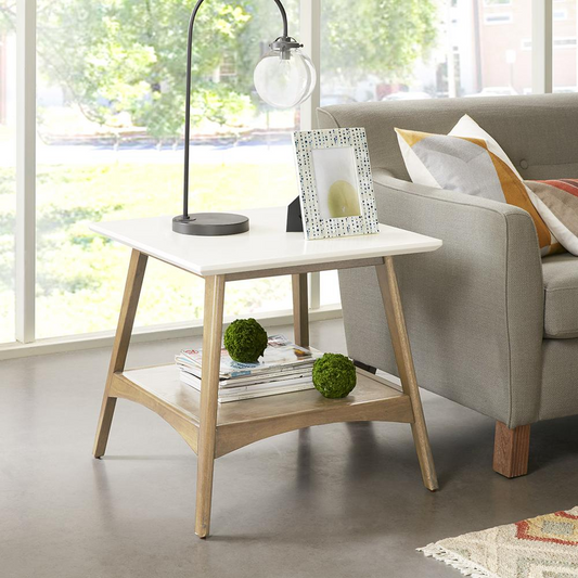 Parker End Table, Off-White/Natural