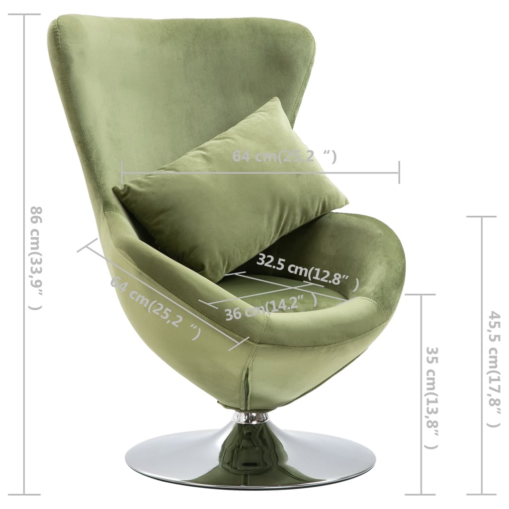 Zoe Swivel Chair with Cushion Light Green Velvet