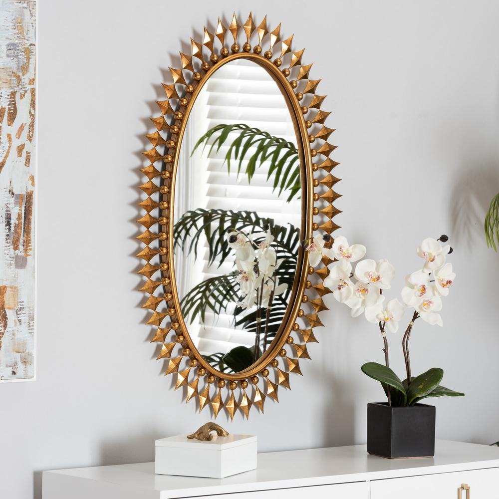 Rogier Modern Glam and Luxe Antique Goldleaf Metal Accent Wall Mirror