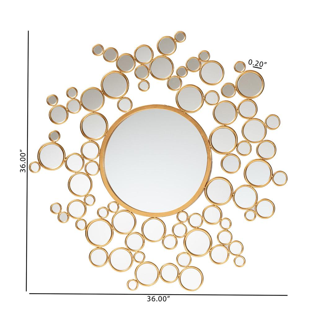 Castiel Modern Glam and Luxe Antique Goldleaf Metal Bubble Accent Wall Mirror