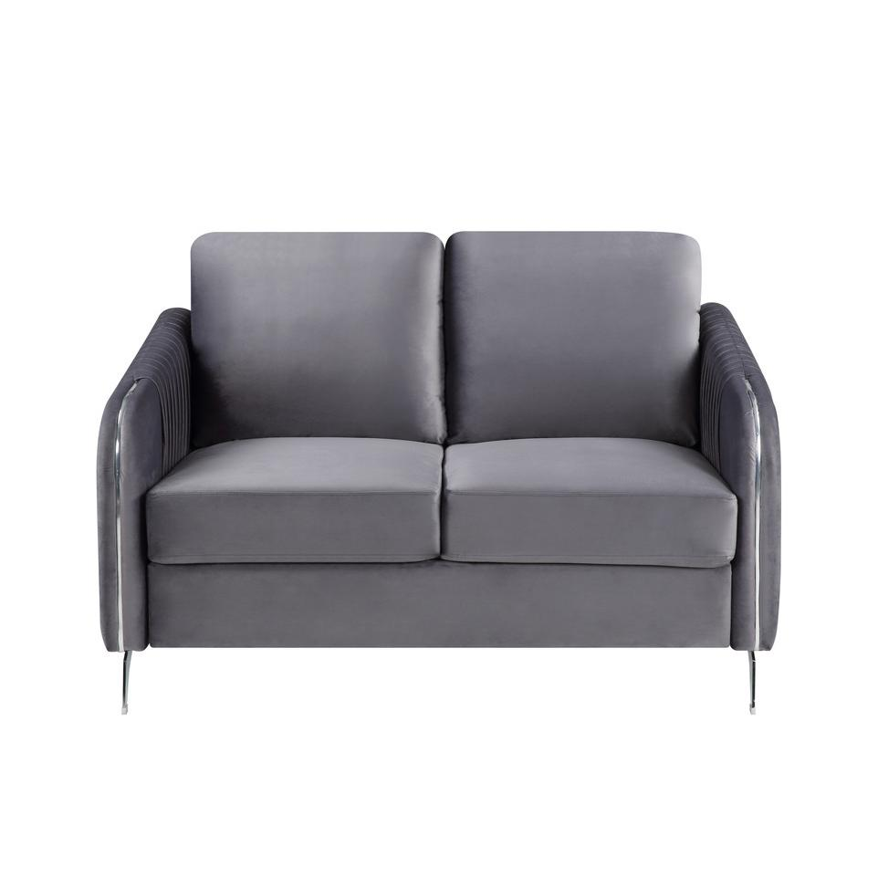 Hathaway Gray Velvet Modern Chic Loveseat Couch