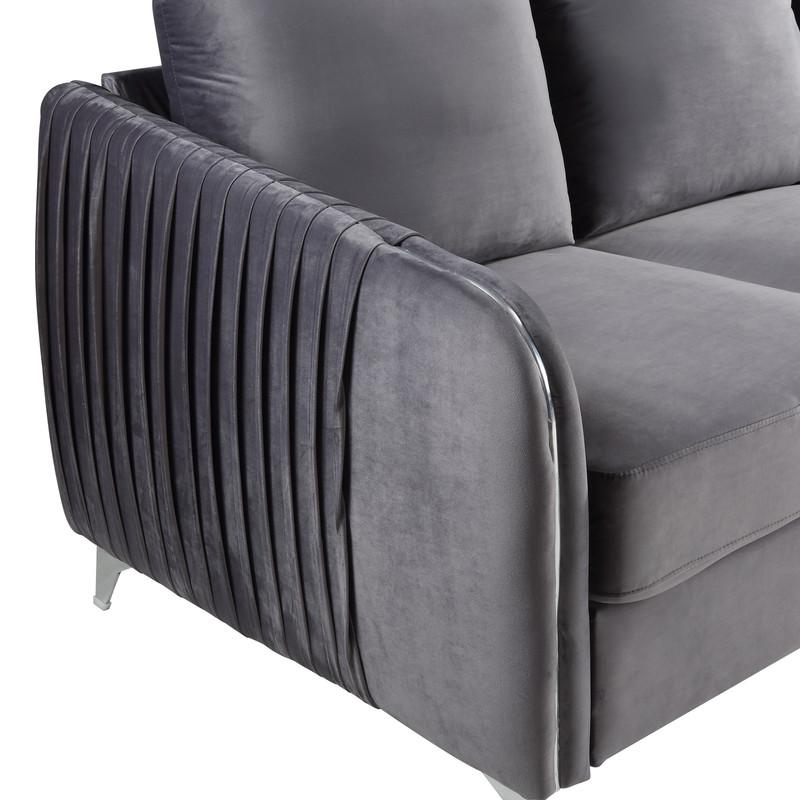 Hathaway Gray Velvet Modern Chic Loveseat Couch