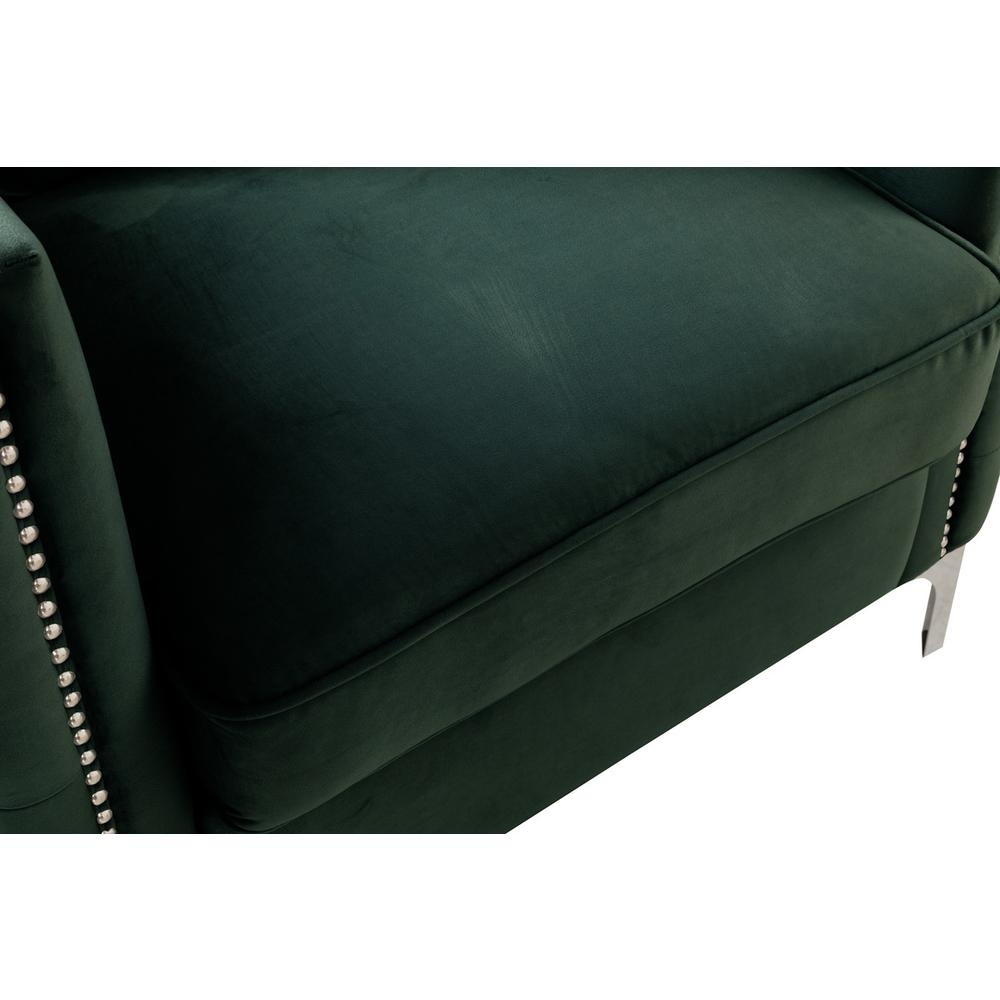 Bayberry Green Velvet Loveseat with 2 Pillows