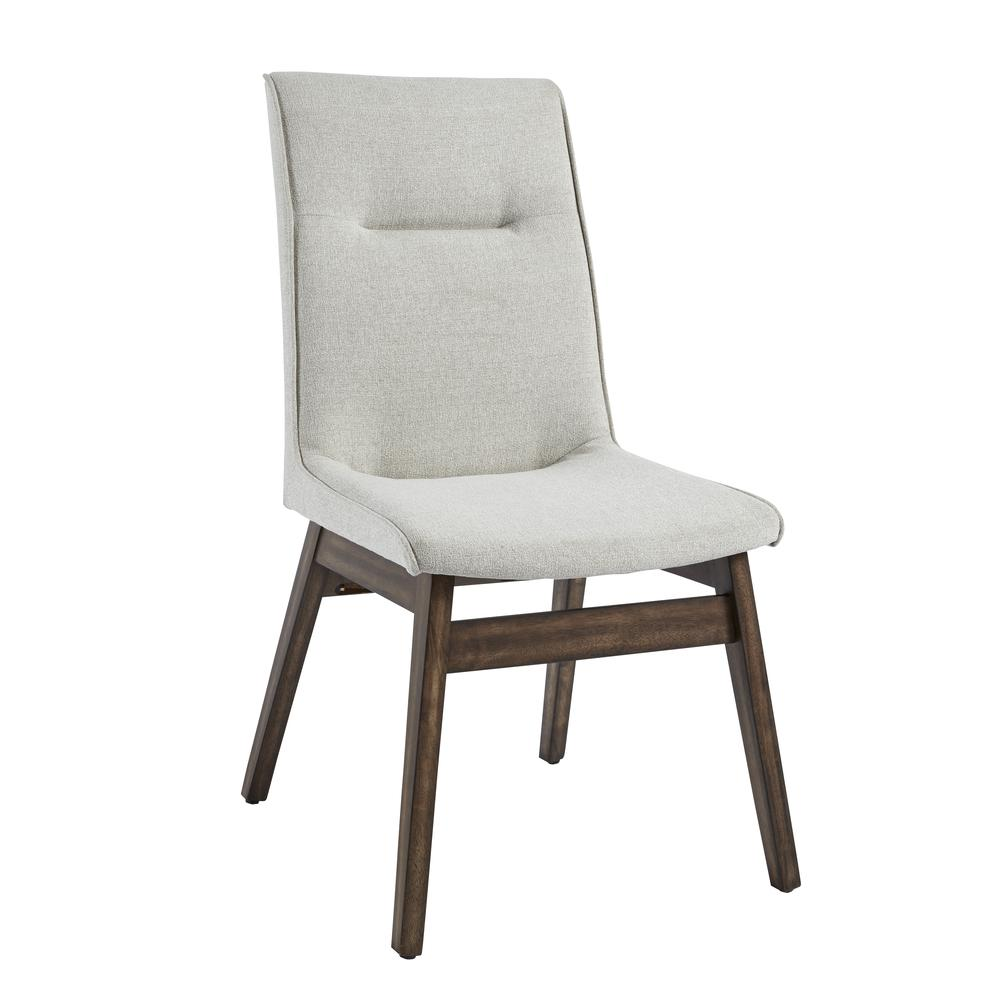 Upholstered Dining Chairs, Set of 2, Walnut Brown/Eggshell White Fabric