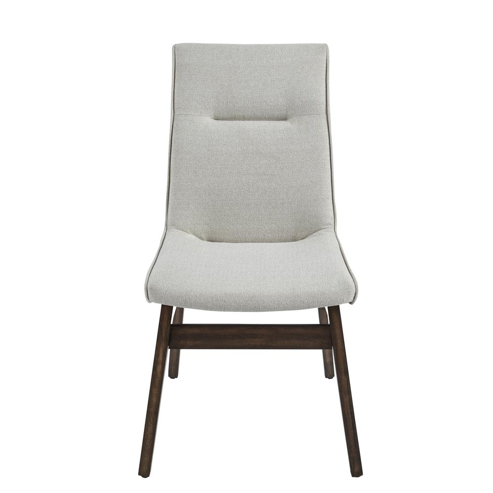 Upholstered Dining Chairs, Set of 2, Walnut Brown/Eggshell White Fabric