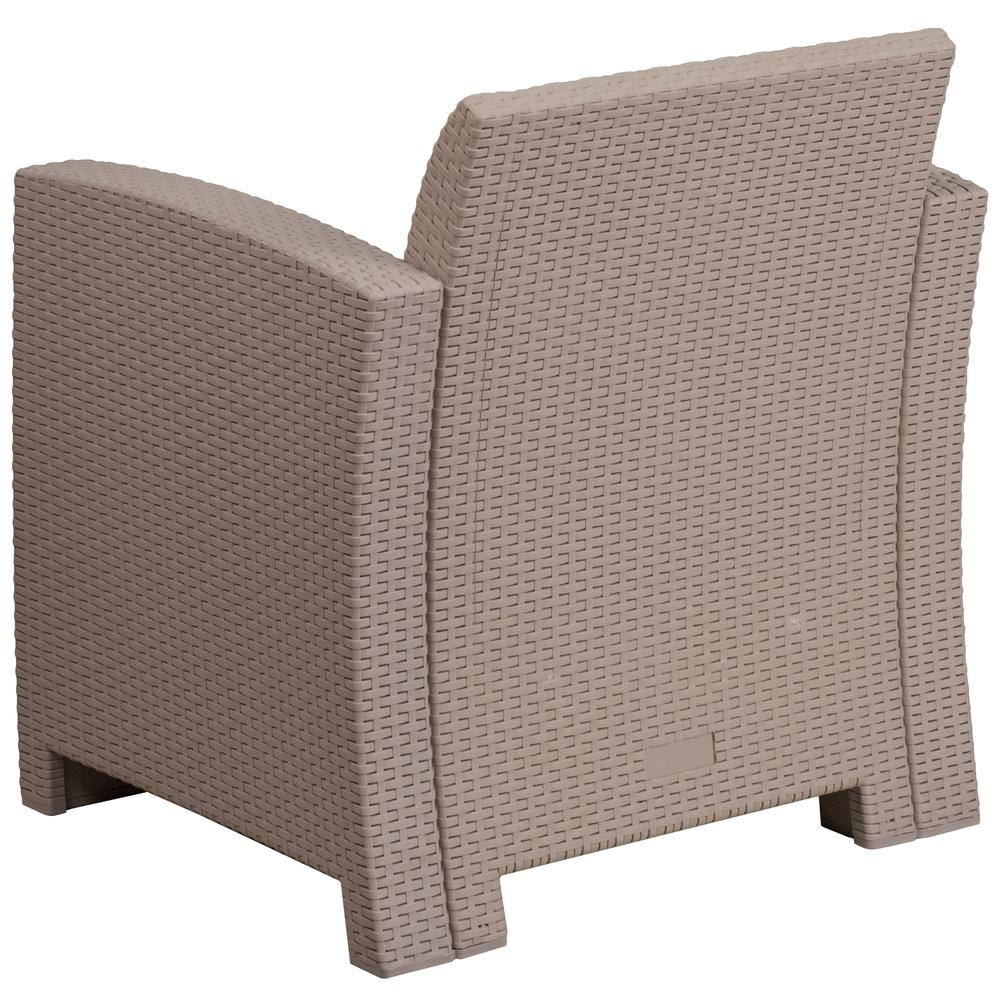 Cheli Light Gray Faux Rattan Chair with All-Weather Light Gray Cushion