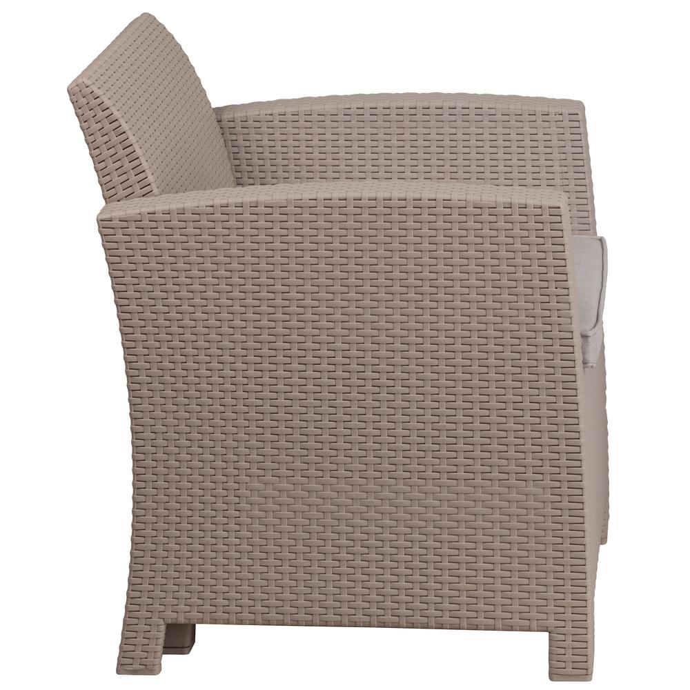 Cheli Light Gray Faux Rattan Chair with All-Weather Light Gray Cushion