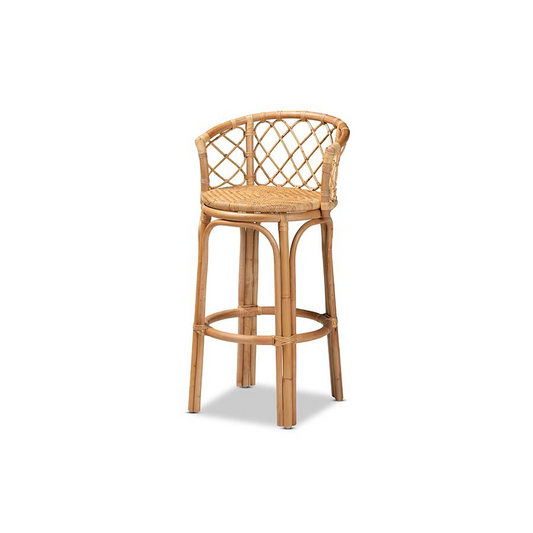 bali & pari Orchard Modern Bohemian Natural Brown Rattan Bar Stool