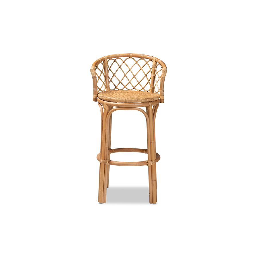 bali & pari Orchard Modern Bohemian Natural Brown Rattan Bar Stool