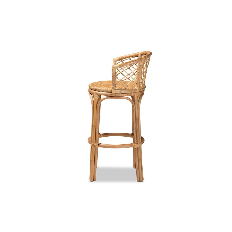 bali & pari Orchard Modern Bohemian Natural Brown Rattan Bar Stool