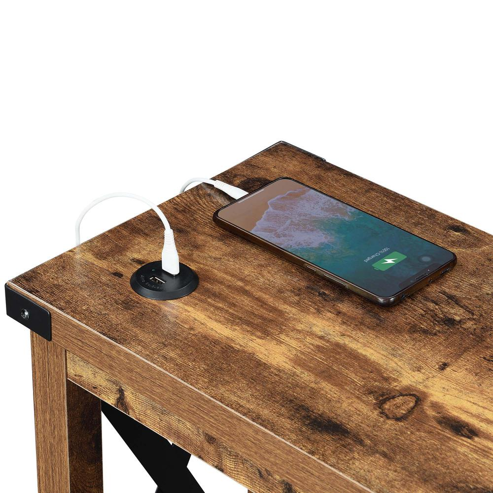 Durango Chairside Table With Charging Station, Barnwood/Black