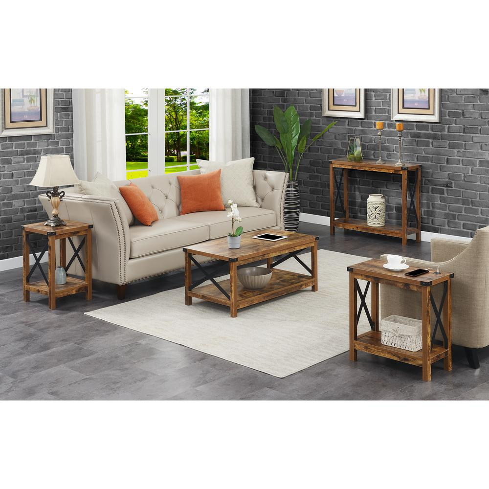 Durango Chairside Table With Charging Station, Barnwood/Black