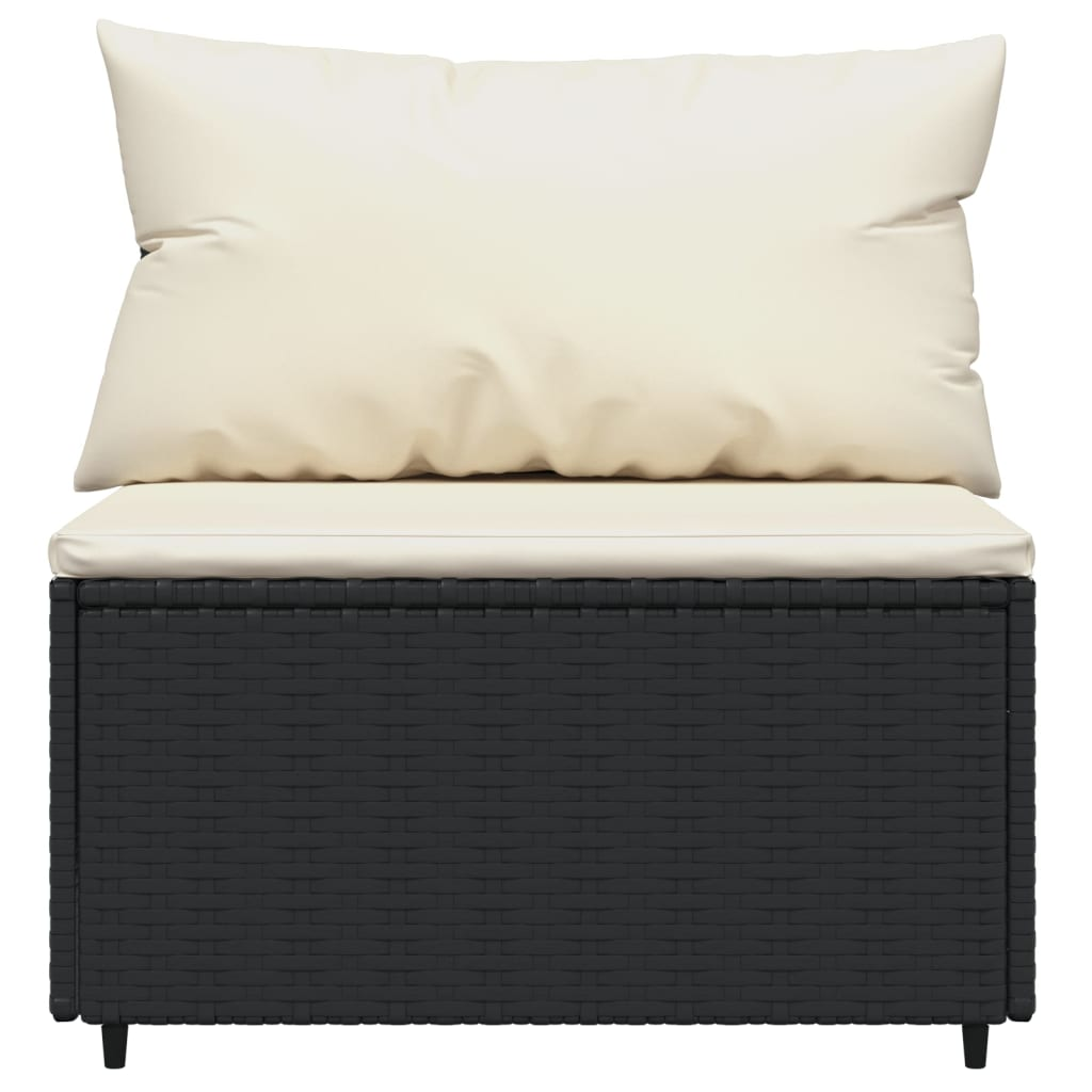 Atticus Patio Middle Sofa with Cushions Black Poly Rattan