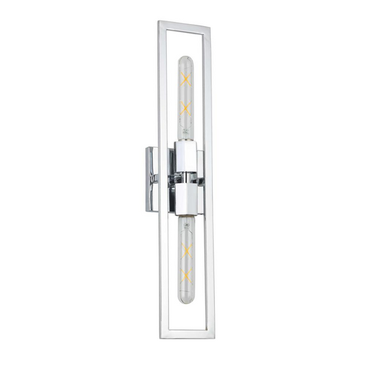 2 Light Incandescent Wall Sconce, Polished Chrome