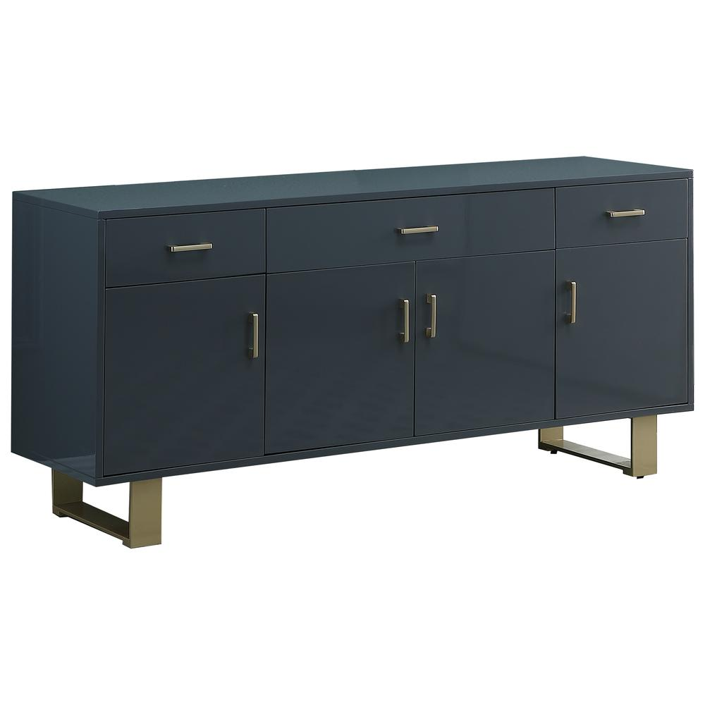 Tyrion Gray Lacquer Sideboard with Gold Accents