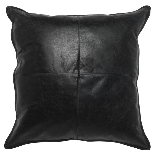 Kosas Home Cheyenne 100% Leather 22" x 22" Throw Pillow, Black