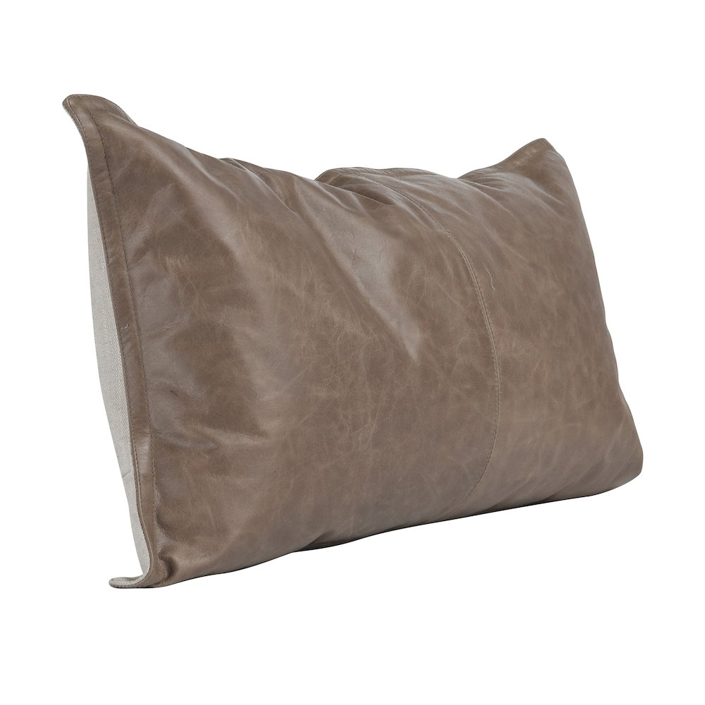 Kosas Home Cheyenne 100% Leather 22" Throw Pillow, Taupe