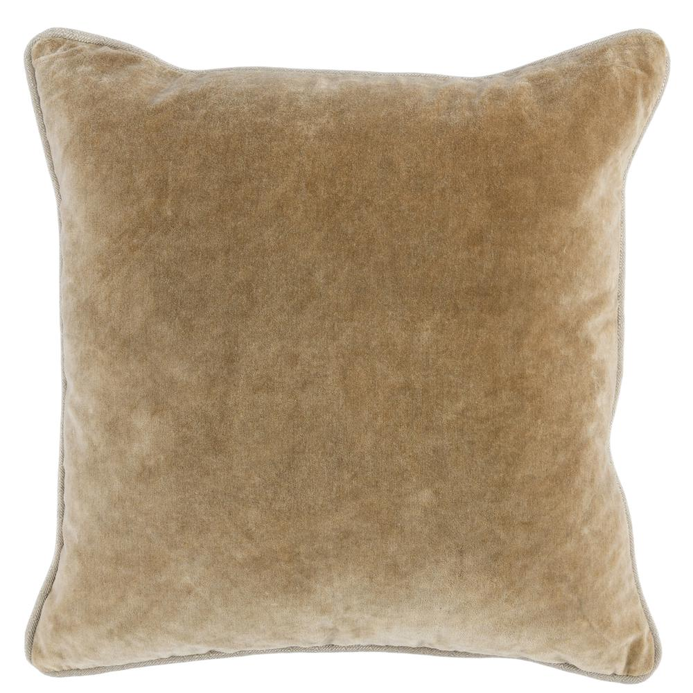 Kosas Home Harriet Velvet 18-inch Square Throw Pillow, Wheat