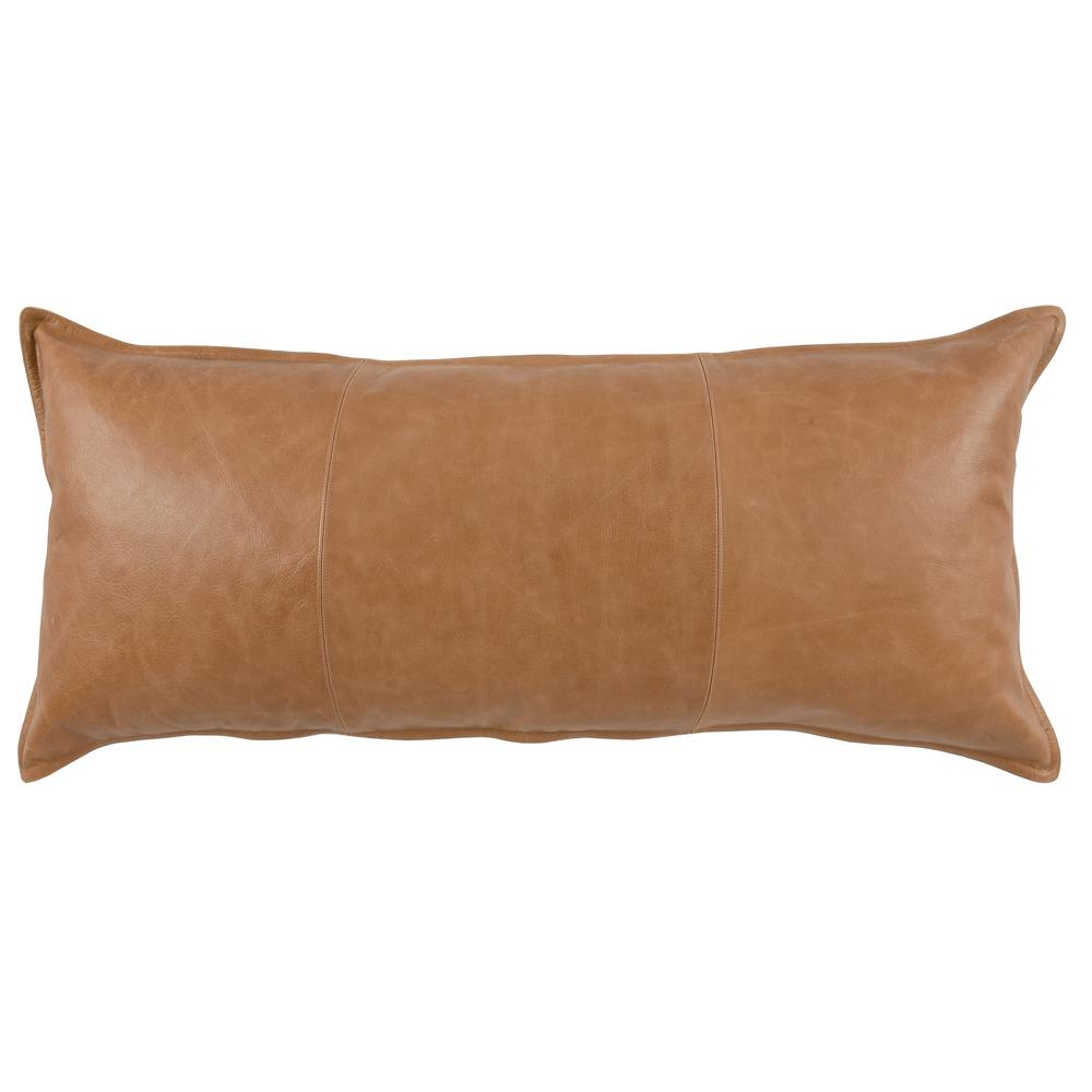 Kosas Home Cheyenne 100% Leather 16x36" Throw Pillow, Gray