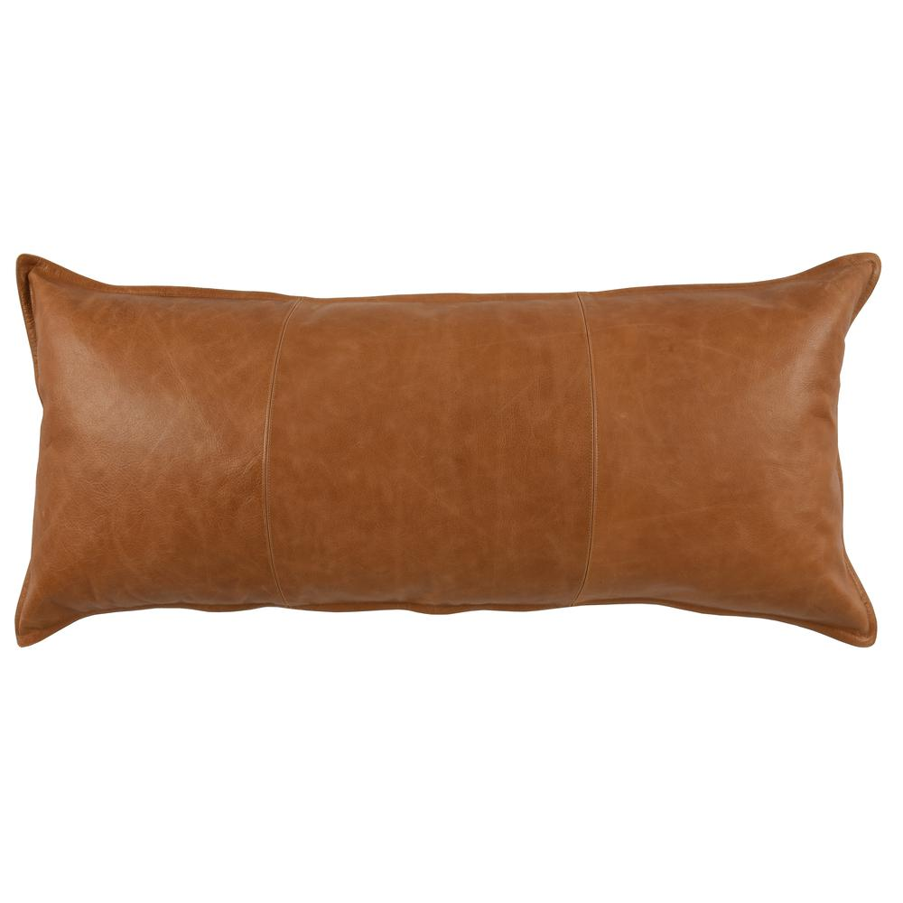 Kosas Home Cheyenne 100% Leather 16x36" Throw Pillow, Gray