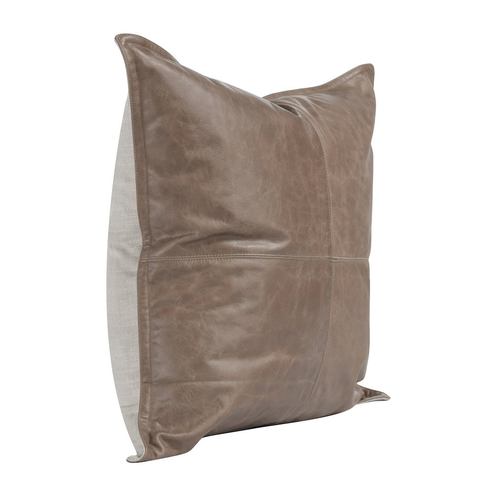 Kosas Home Cheyenne 100% Leather 22" Throw Pillow in Taupe