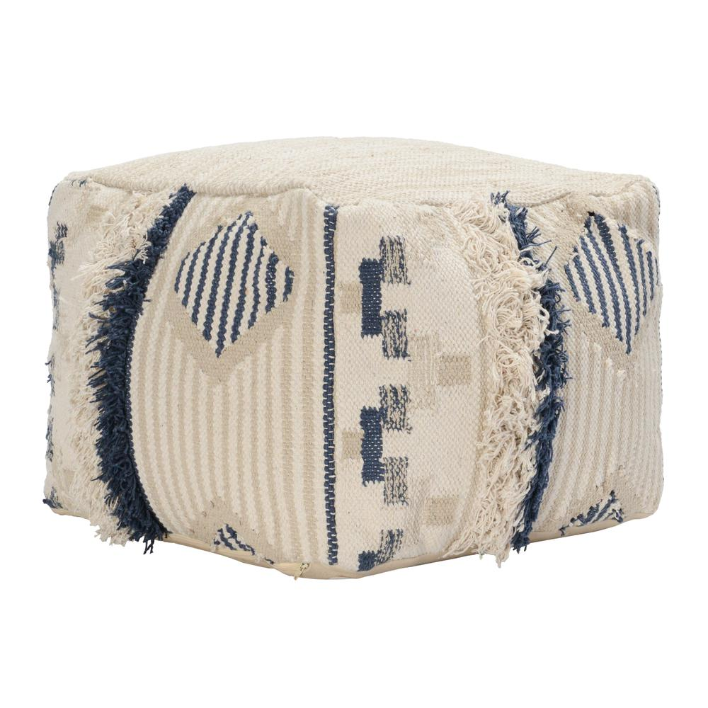 Kosas Home Zona Hand Woven 100% Cotton 18-inch Pouf Ottoman, Natural