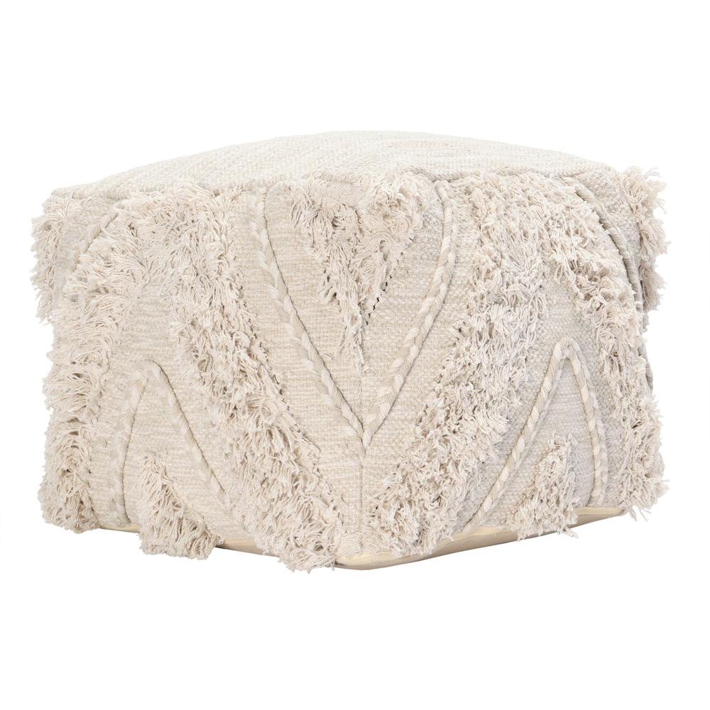 Kosas Home Gobi Hand Woven 100% Cotton 18-inch Pouf Ottoman, Natural