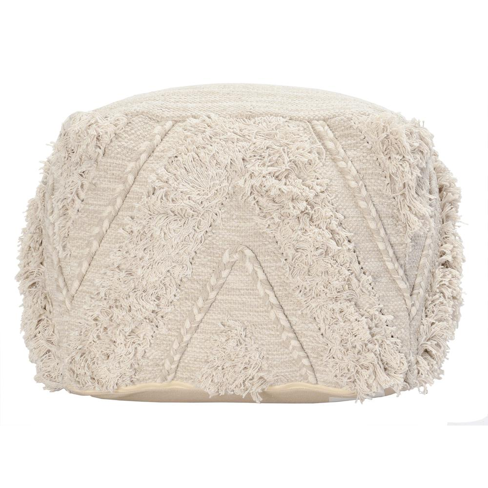 Kosas Home Gobi Hand Woven 100% Cotton 18-inch Pouf Ottoman, Natural