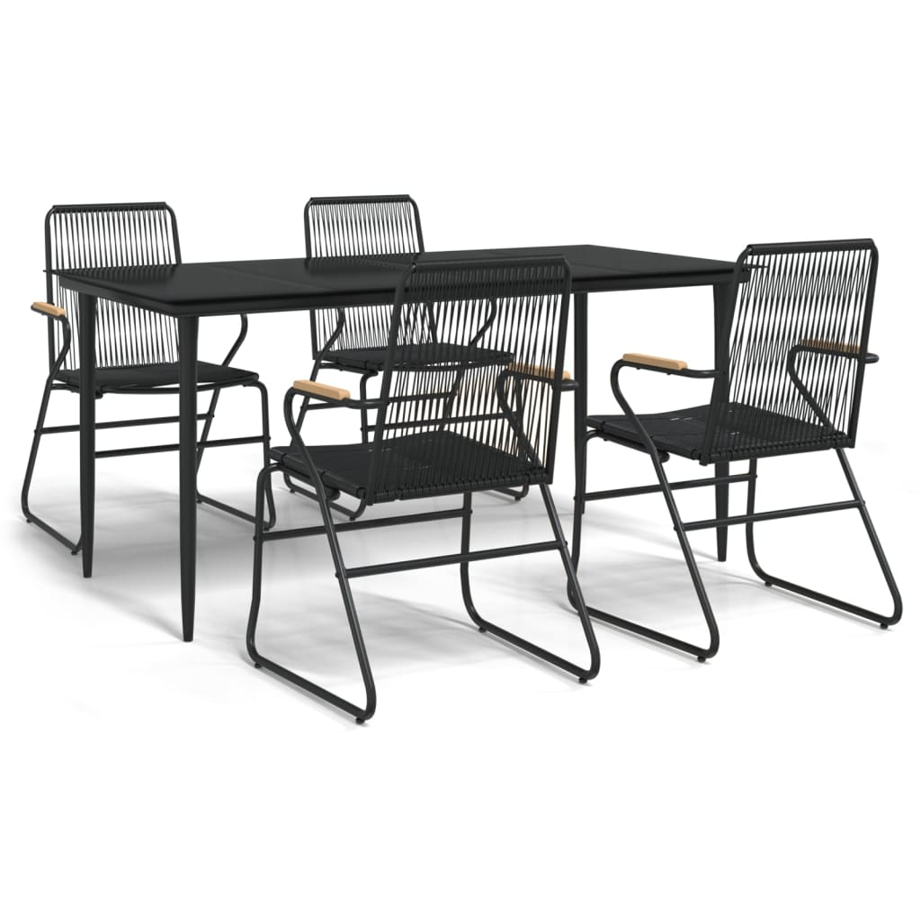 Joshua 5 Piece Patio Dining Set Black PVC Rattan