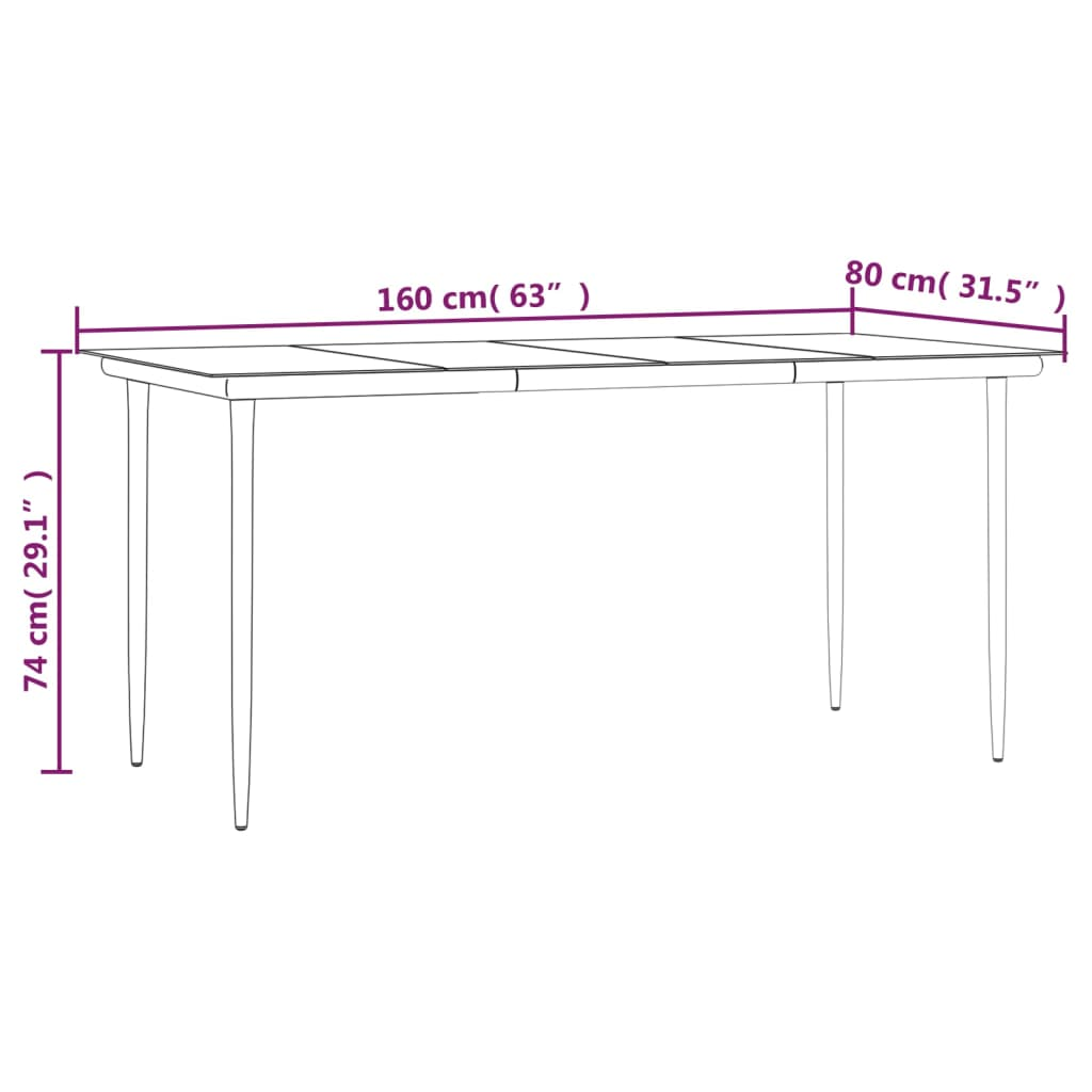 Joshua 5 Piece Patio Dining Set Black PVC Rattan