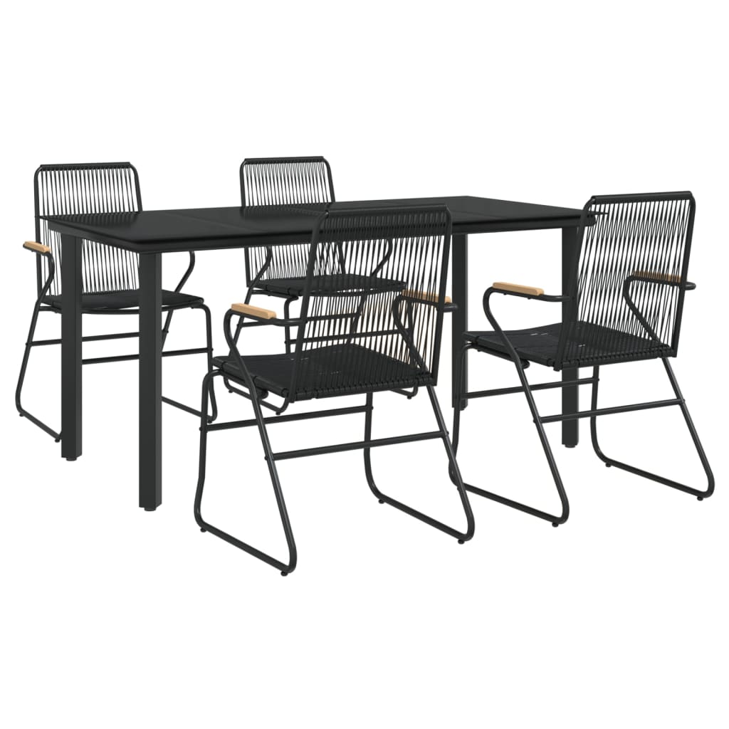 Emmett 5 Piece Patio Dining Set Black PVC Rattan