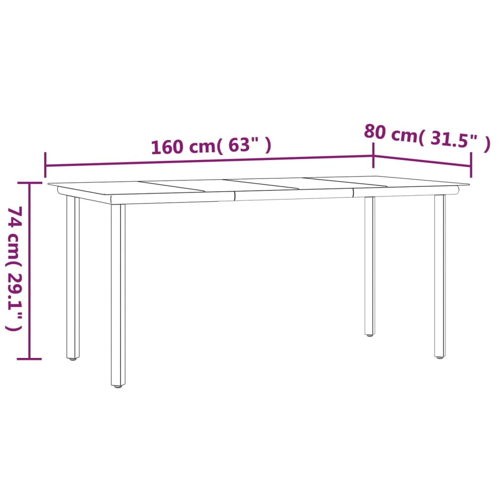 Emmett 5 Piece Patio Dining Set Black PVC Rattan